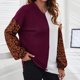 thumbnail image 4 of Moda mujer Casual manga larga estampado leopardo Patchwork señoras Tops sudaderas Fridja FKASFK3797, 4 of 6
