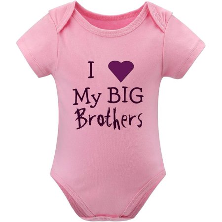 

I Love My Big Brother Cute Newborn Boy Outfits Short Sleeve Boys Rompers White Baby Boy Onsies3-6 Months