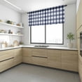 thumbnail image 4 of Navy Blue Check Valance Curtains for Kitchen/Living Room/Bathroom/Bedroom Window, Rod Pocket Small Topper Half Short Window Curtains Voile Sheer Scarf, Farmhouse Buffalo Plaid Blue 42"x12", 4 of 8