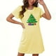 thumbnail image 1 of Camisón corto navideño para mujer, talla grande, cuello redondo, manga corta, estampado en el pecho, vestido de noche para mujer, 1 of 3
