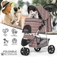 thumbnail image 2 of 3 Wheels Pet Dog Cat Stroller for Small Medium Dogs Cats, Lightweight Foldable Jogger Stroller w/Storage Basket & Cup Holder, Leopard Print, 2 of 14
