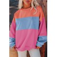 thumbnail image 2 of Women's Bright Pink Colorblock Patchwork Drop Shoulder Sweatshirt - [ZhiHiMeRi] | (US 20-22)2XL, 2 of 6