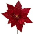 thumbnail image 3 of Northlight 20" Lighted Red Velvet Poinsettia Christmas Stem Spray, 3 of 5
