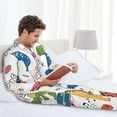 thumbnail image 6 of Salouo Dinosaur Print Button-Front Long Sleeve Pajama Set for Men, Soft 2Pjs Men's Long Sleeve Sleepwear-Medium, 6 of 7