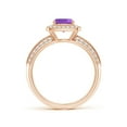 thumbnail image 2 of ANGARA Natural 0.8 Ct. Amethyst with Diamond Halo Ring in 14K Rose Gold for Women (Ring Size: 6), 2 of 9