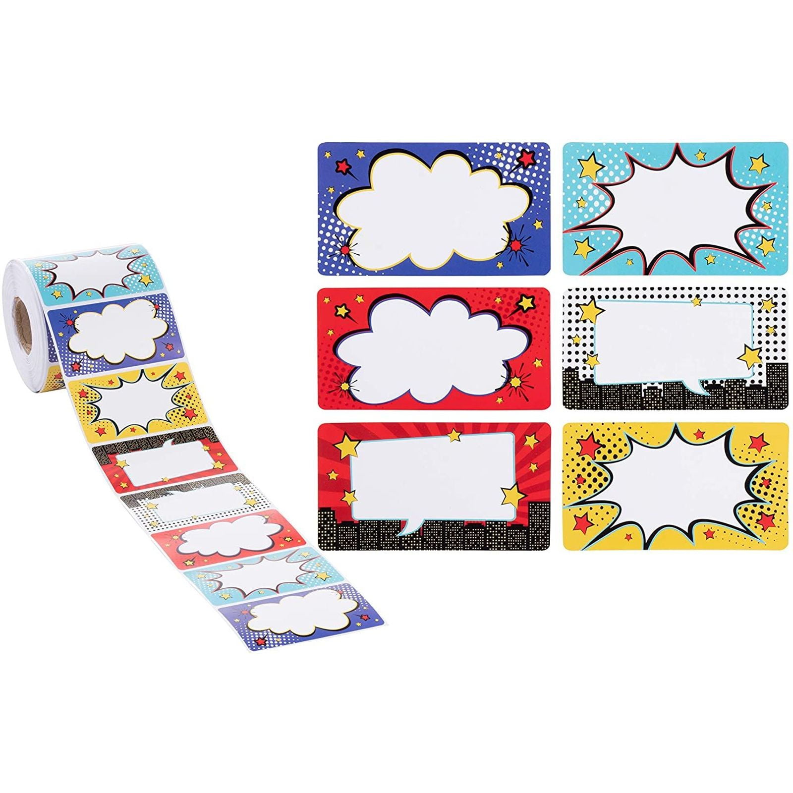 Name Stickers 600 Count Hero Name Stickers Assorted Comic Style Name Label Sticker Ideal For Students Classroom Party Visitor Passes 6 Speech Bubble Designs 3 5 X 2 Inches Walmart Com