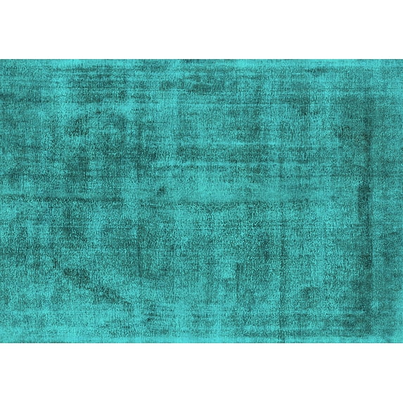 Ahgly Company Indoor Rectangle Oriental Turquoise Blue Industrial Area Rugs, 7' x 10'