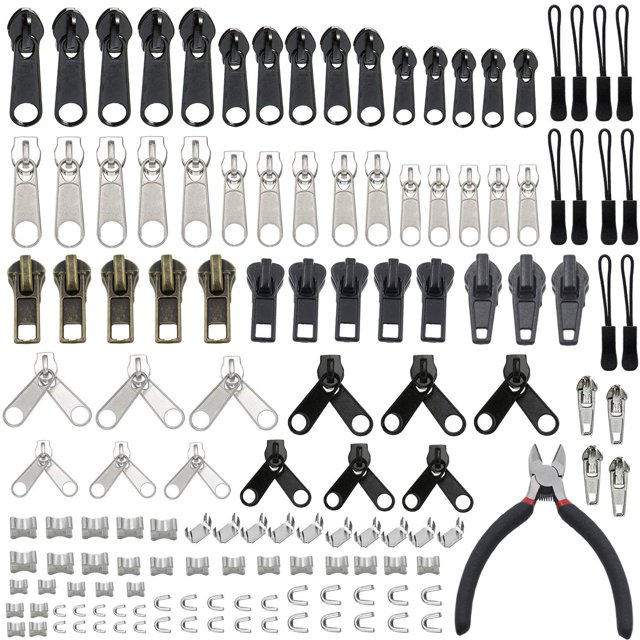Kit de reparación de cremalleras YaHoga 143 piezas para bolsos, chaquetas, tiendas de campaña
