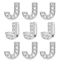 30pcs Letter Charm, Rhinestone Letter Charm Crystal Alphabet Slide Wristbands Pendant for Leather Collar, Silvery, J