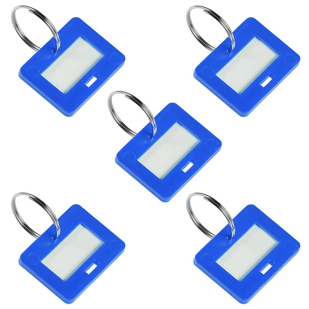 5pcs Plastique Balises Clés avec Anneau Fendu Porte-clés ID Étiquette  Bagage Fenêtre 28x22mm Bleu