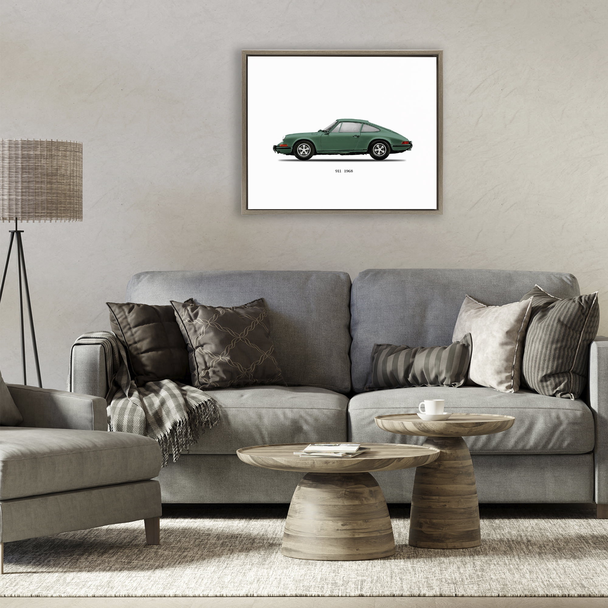 Stupell Industries Green Vintage Car Model Brown Framed Floater Canvas Wall Art, design by Mark Rogan