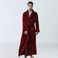 thumbnail image 1 of Bata larga con capucha para hombre, bata de baño larga con capucha, de felpa polar, mullida, cómoda y cálida, con bolsillo., 1 of 5