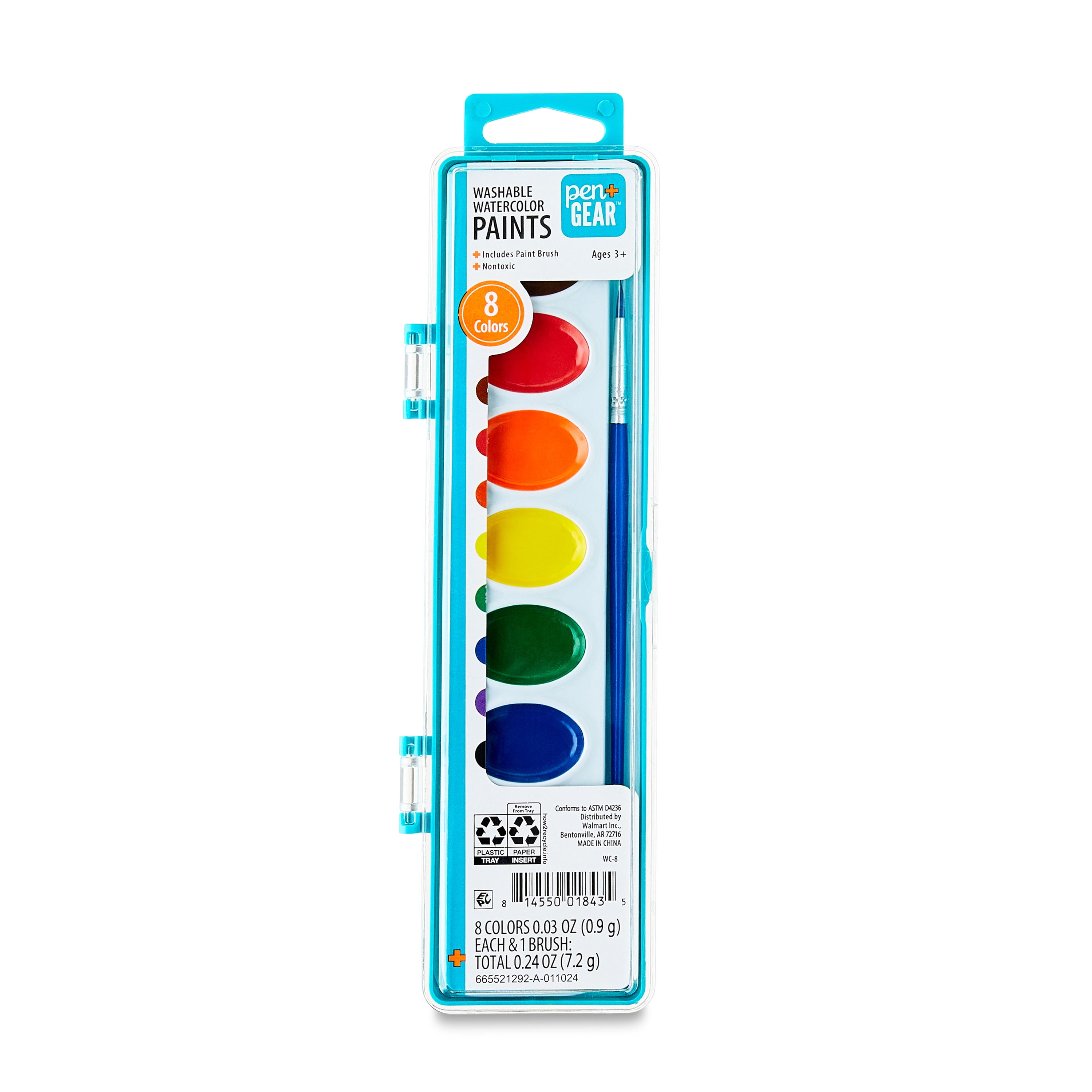 (2 pack) Pen + Gear 8 counts Semi-Moisture Watercolor Paints