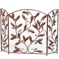 thumbnail image 6 of DecMode 45" x 30" Red Metal Foldable Mesh Netting 3 Panel Leaf Fireplace Screen with Leaf and Vine Relief, 1-Piece, 6 of 12