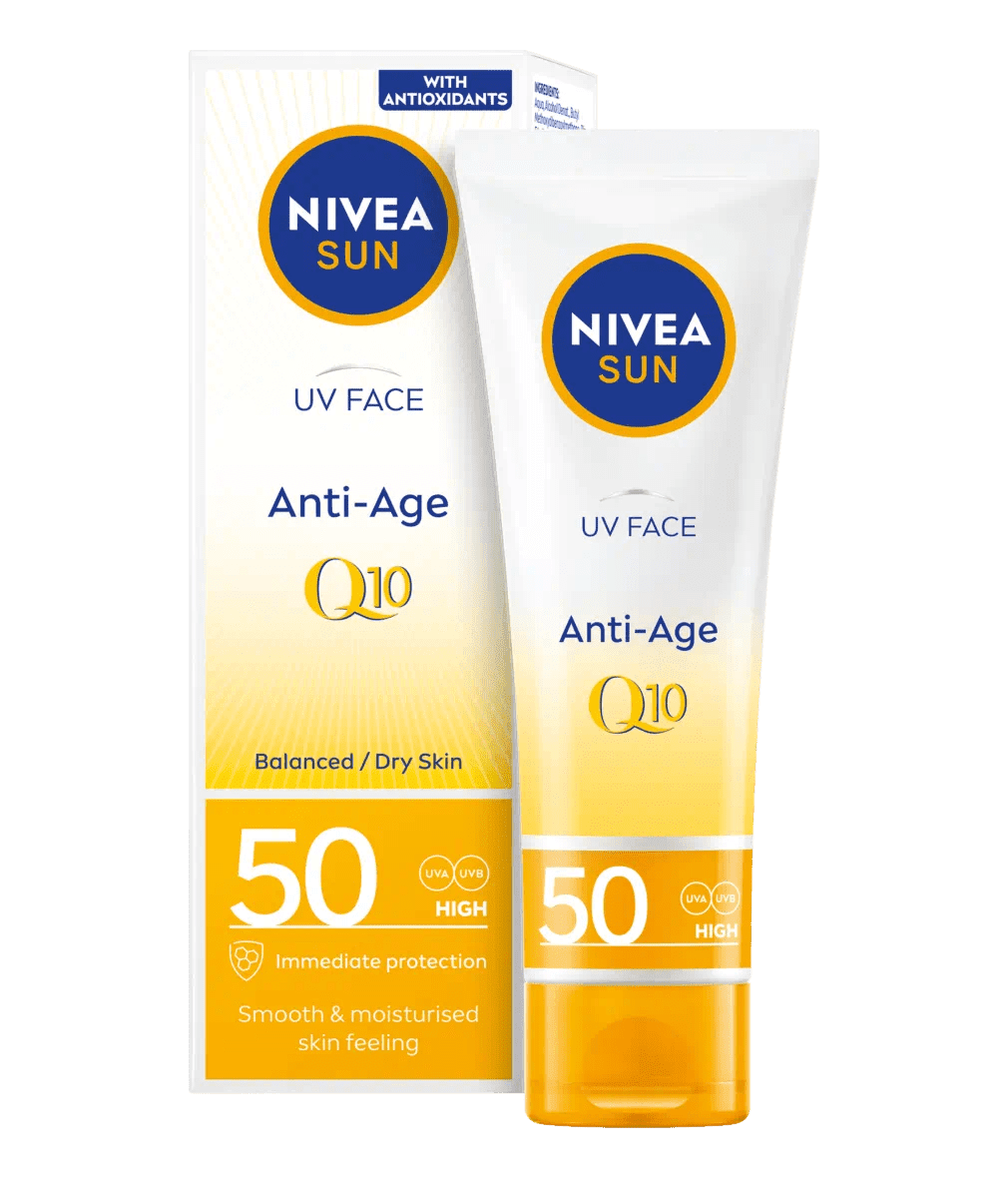 Nivea Sun UV Face Q10 Anti-Age Sun Cream SPF50 50ml / 1.7 fl oz - 3 Pack