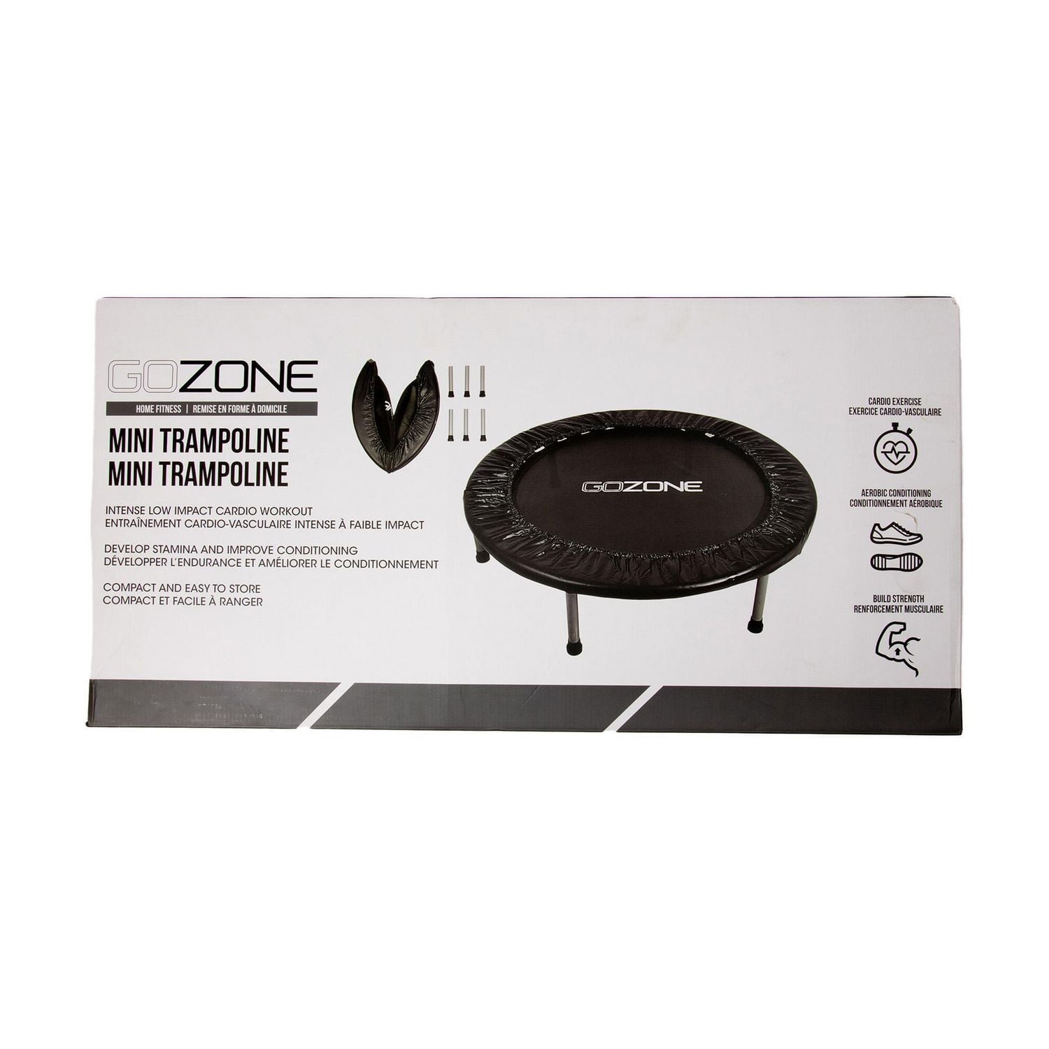 GoZone 36” Mini Fitness Trampoline – Black, With padded frame cover