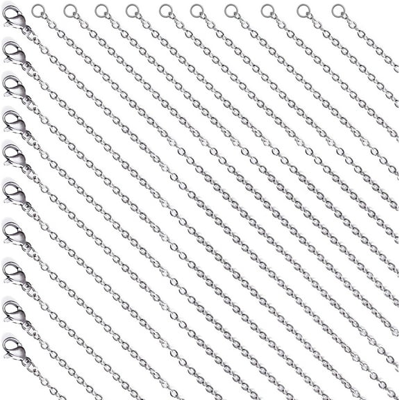 Bulk Fadeless Stainless Steel Necklace Chain, 20 Pack, Hypoallergenic, Silver, Jewelry Making Accessories (Fadeless Silver (17" 19 "))