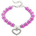 thumbnail image 2 of Dog Collar,Cute Pet Jewelry Pearl Collar, 1 Piece Pet Pearl Collar for Small Pet Collar Dog - Pendant Jewelry One SizeHot Pink, 2 of 2