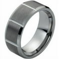thumbnail image 4 of Tungsten Rings for Men Wedding Bands for Him Womens Wedding Bands for Her 8mm Brushed with Square Grooves, 4 of 6