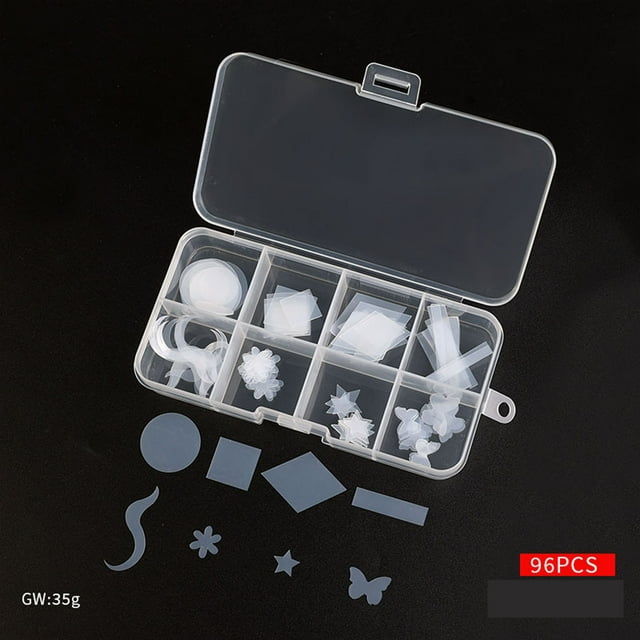 Pack de 60 uñas postizas con plantillas para manicura francesa, ideales para sistemas de uñas en gel. Almohadillas suaves y reutilizables con doble forma para extensiones de manicura francesa.