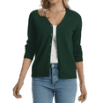 thumbnail image 3 of QUALFORT Women’s 100% Cotton Lightweight Button-Front Cardigan Sweater，v neck Long Sleeve Knit, 3 of 7