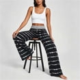 thumbnail image 4 of HomeDM Pants for Women Wide Leg Tie-Dye Striped Pants with Pockets Black Drawstring Lounge Trousers for Athletic Work Size S, 4 of 6
