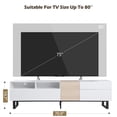 thumbnail image 3 of Modern TV Stand for TVs up to 80 Inch, Entertainment Center TV Console Table with Double Storage Space and  Drop Down Door for Living Room, Bedroom,Home Theatre,White, 3 of 9