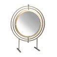 thumbnail image 1 of Benzara BM205223 Miroir de Table Rond Élégant en Métal avec Centre Pivotant, Or - Grand, 1 of 2