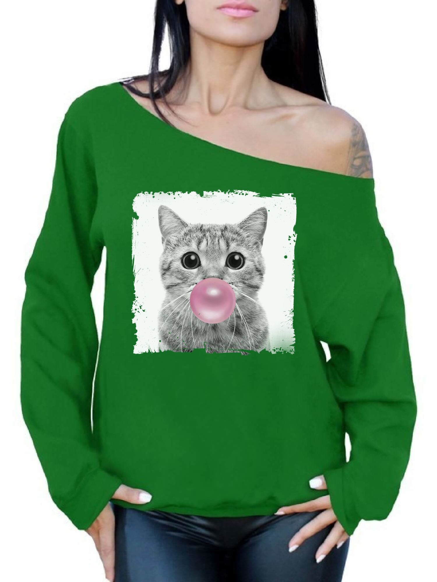 Awkward Styles Little Cat Off The Shoulder Sweatshirt Cute Animal