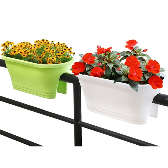 Deck Rail Planter Plastic Planter for Home Office Garden and Balcony Green