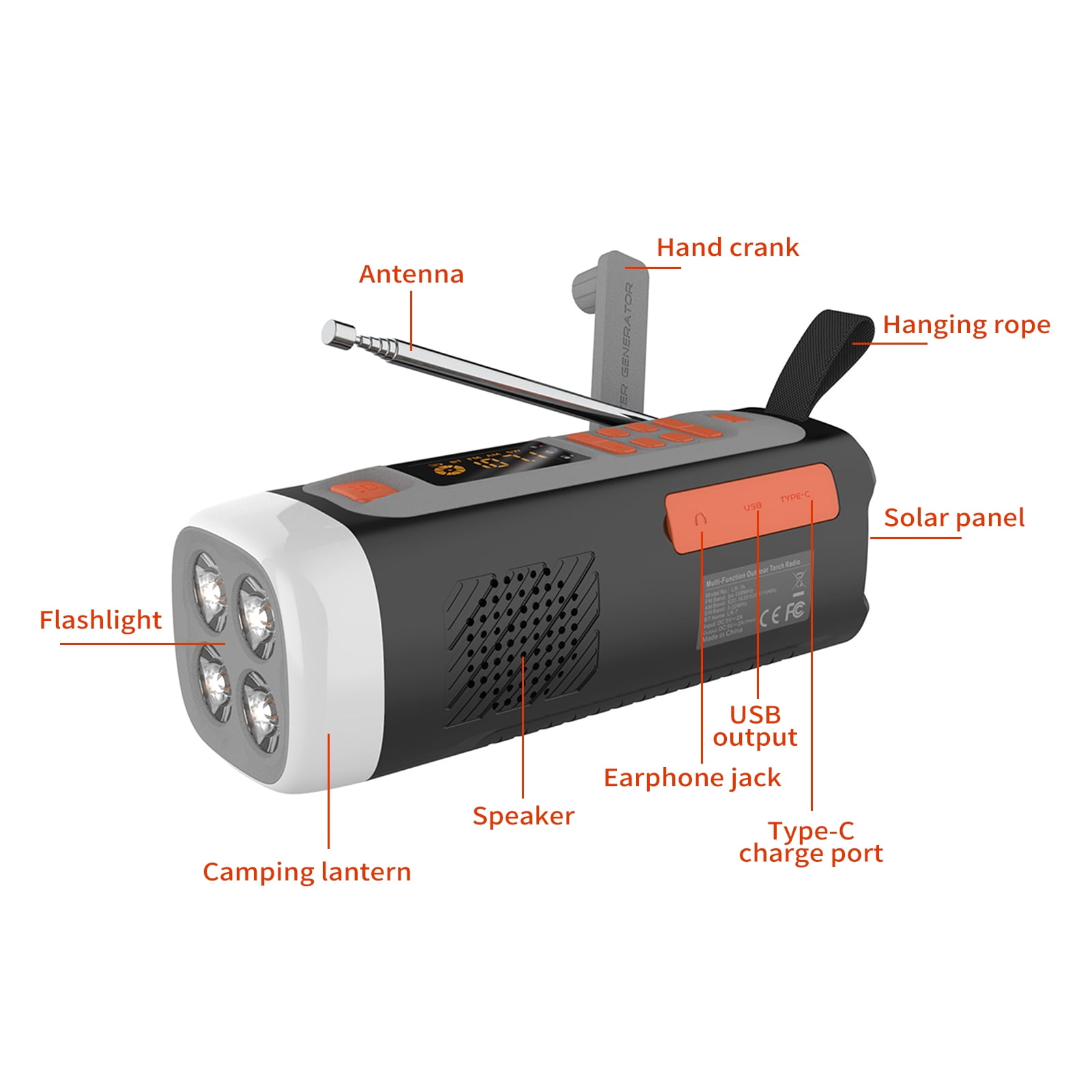 Electric torch,Hand Crank Am Sw Crank Solar Am Portable 4500mah Solar 4500mah Portable Solar Radio Torch Sos Alarm Portable Radio Portable Hand Radio 4500mah Alarm Lantern With Sos Bt With