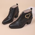 thumbnail image 5 of Roncen Women's Winter Casual Ankle Boots - Vintage Lace-Up Pointed Toe with Heart Accents Chunky High Heel Solid Color Professional Shoes, 5 of 8