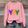 thumbnail image 2 of Baberdicy Women's Lobster Print Crew Neck Long Sleeve Top Pink Polyester, 2 of 4