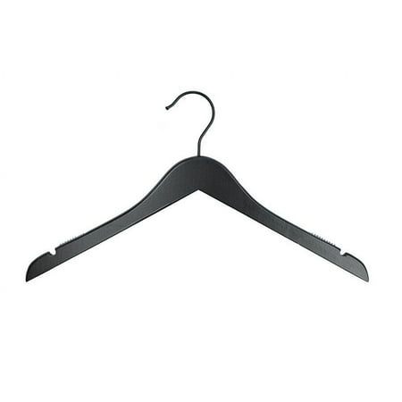 NAHANCO Wooden Shirt Hanger with Black Hook, 19" - Low Gloss Black, 100/CTN