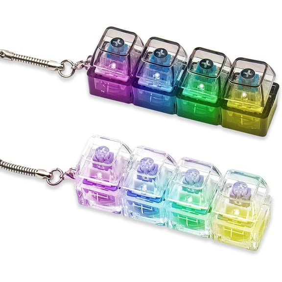 2Pcs Keyboard Fidget Toy for Adults, Clicker Keyboard with LED Light, Loud & Creamy Keyboard Fidget Keychain Adults Keyboard Clicker Sensory Toys for Anxiety Stress Relief, Purple