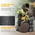 thumbnail image 3 of Magic Union Outdoor Water Fountain with Flower Pot and Lights - Cascading Pitchers Farmhouse Fountains and Waterfalls, Garden Fountain Outdoor Patio Decor, Waterfall Fountain Indoor and Outdoor, 3 of 9