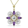 thumbnail image 1 of Galaxy Gold 14k Solid Gold 18" Cluster Pearl Necklace with Amethysts, 1 of 2