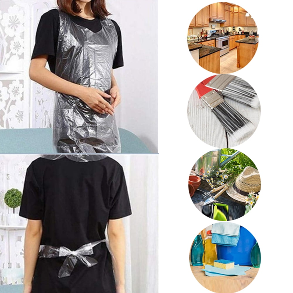 100Pcs Disposable Thick Plastic Apron for Cooking and Arts n' Crafts