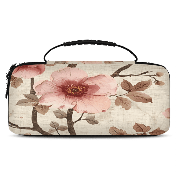Herdesigns Vintage Carry Case Compatible with Nintendo Switch 2017 & Oled 2021, with 20 Game Card Slots, Floral Portable Travel Carrying Case Pouch for Accessories & Games