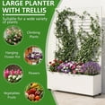 thumbnail image 3 of FOOWIN 71" H Metal Planter with Trellis and  Wheels , Outdoor Raised Garden Bed for Climbing Plants, Trellis Planter Box with Drainage Hole, White, 3 of 10