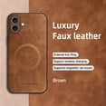 thumbnail image 3 of ELEHOLD PU Leather Case For iPhone 16 Plus Slim Magnetic Shockproof Cover, [MagSafe Compatible], [Lens&Screen Protection], Drop protection Case - Brown, 3 of 11