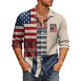 thumbnail image 2 of Domuza Men's 250th Anniversary Usa Shirts Usa Flag Pattern Casual Lapel Button Down Long Sleeve Tee Shirts Summer 2026 Trendy Comfortable Relaxed Fit Tops Sky Blue S, 2 of 4