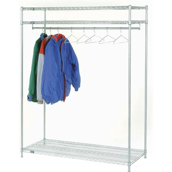 18" Deep x 72" Wide x 54" High 3 Tier Stationary Chrome Garment Rack