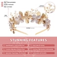 thumbnail image 5 of Miallo Bohemian Gold Leaf and Flower Wedding Tiara, Elegant Pearl Bridal Headpiece for Garden Wedding and Prom, 5 of 8
