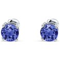 thumbnail image 3 of Blue Apple Jewelry Co.Solitaire Push Back Stud Women Earring Round Tanzanite 925 Sterling Silver, 3 of 5