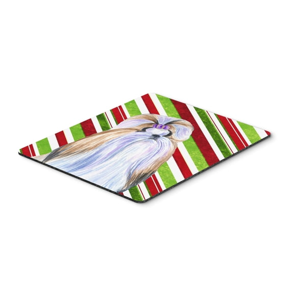 "Shih Tzu Candy Cane Holiday Christmas Mouse Pad Hot Pad or Trivet"