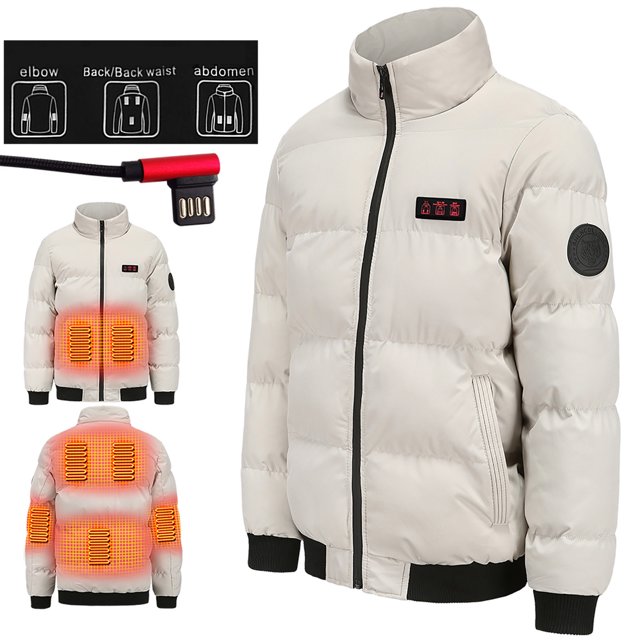 Chaqueta y abrigo informal de manga larga con capucha, unisex, de color sólido, con calefacción, de algodón, de manga larga y gruesa, para mujer