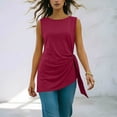 thumbnail image 6 of Kukoosong Women's Tunic Tank Tops, Side Ruched Irregular Hem Loose Fit Camisole Tops, Soft Stretchy Long Vest Shirts for Beach, Summer Casual Round Neck Sleeveless Tanks, 6 of 7
