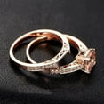 thumbnail image 5 of 1.50 carat Princess Cut Real Morganite and Moissanite Bridal Wedding Ring Set Bestselling Design with 18k Gold Plating, 5 of 6