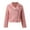 Pink, variant on Fiaer Leather Cropped Jackets for Women Zipper up Plus Size Lapel Collared Long Sleeve Trendy Moto Tops XL